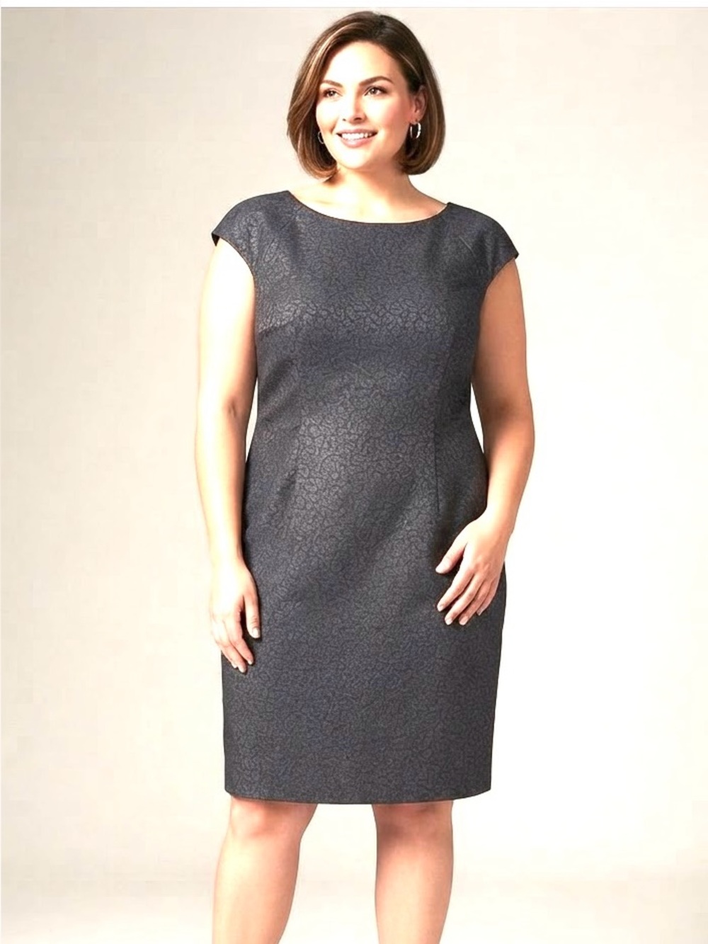 Helene Berman London Gray Cap-Sleeve Wool Blend Sheath Dress 12